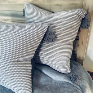 18”x18” Gray Tassel Throw Pillows